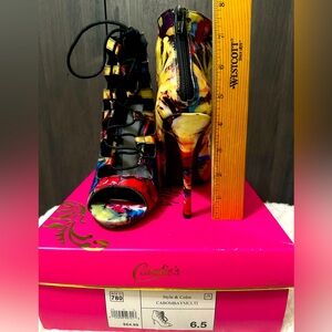 Candies Multi Color Lace Up Heels Size 6.5